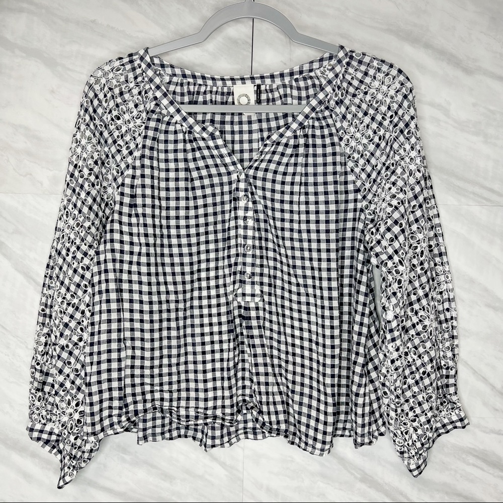 Anthropologie Akemi + Kin Gingham Eyelet Blouse Small